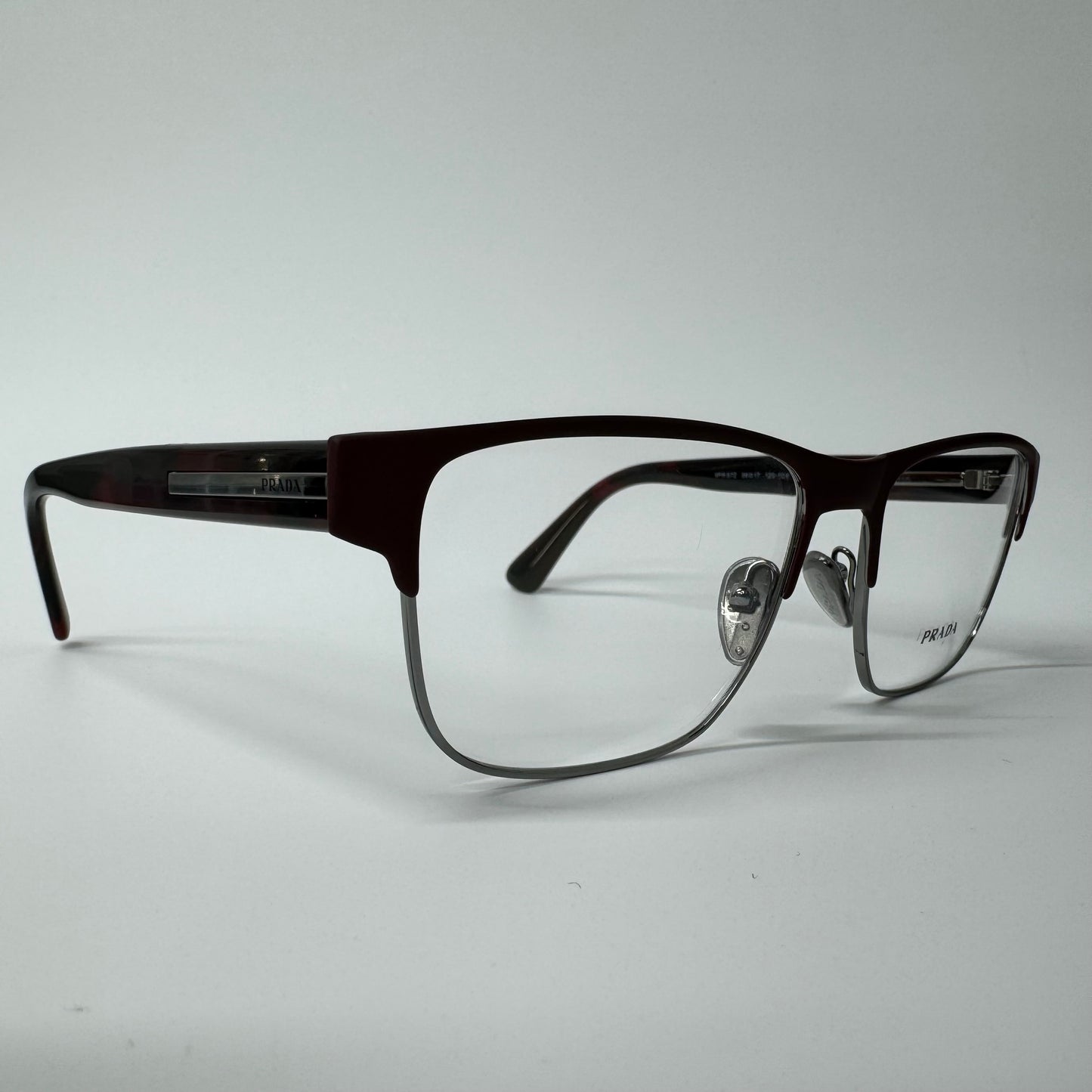 Mens PRADA Red Tortoise Shell & Silver Rectangle  Glasses Frames PR 57ZV 12G1O1
