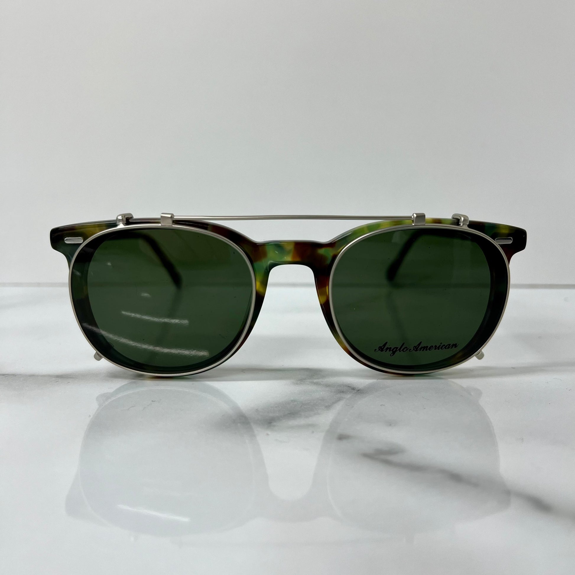 Anglo American Clip on Sunglasses 313 HYBG Green Camouflage Optical Glasses