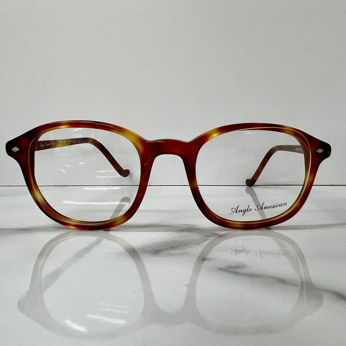 Anglo American 376 DBYE Optical Glasses Brown Havana Round Vintage Eyeglasses