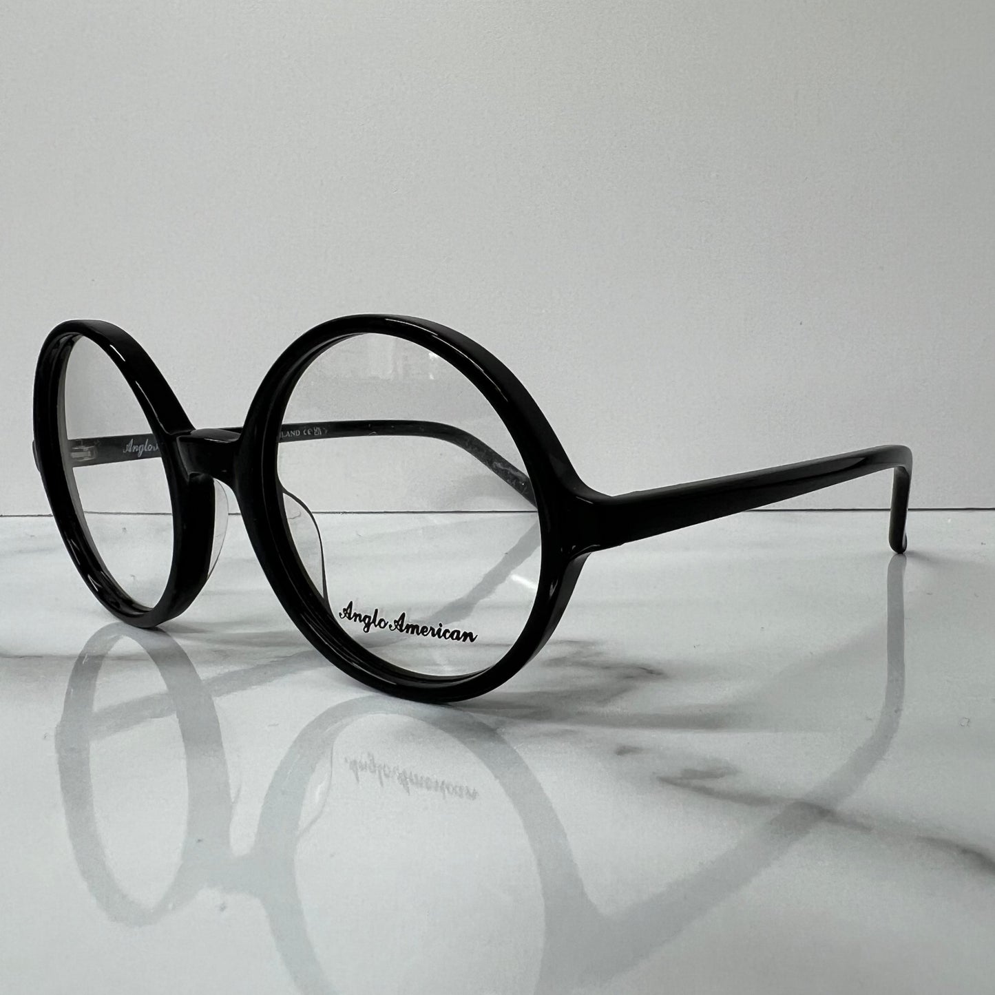 Anglo American 116 Optical Glasses Black Unisex Round Vintage Eyeglasses Frame