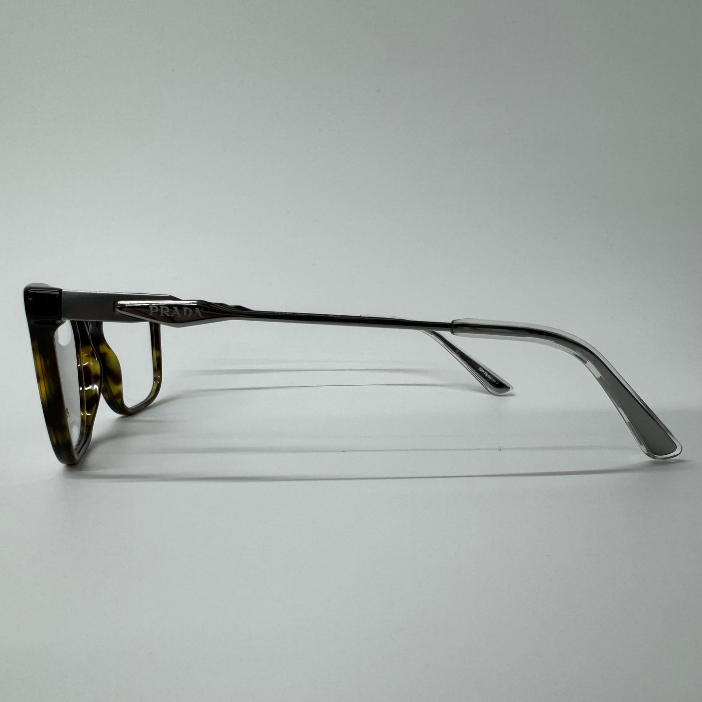 Mens PRADA Brown Tortoise Shell & Silver Rectangle Glasses Frames PR 05ZV 2AU1O1