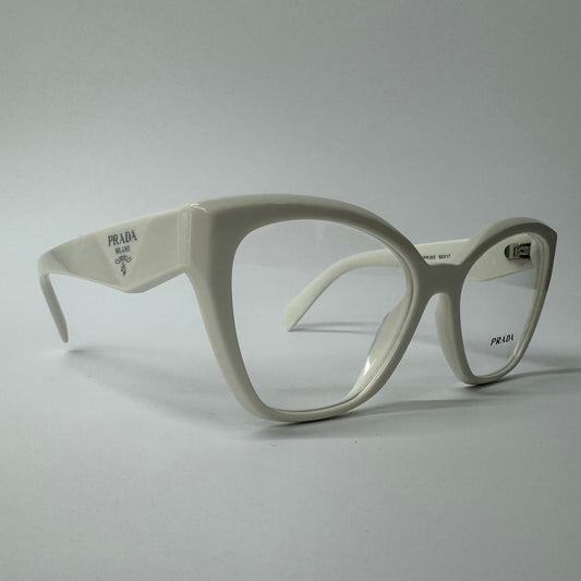 Womens Prada White Cat Eye Glasses Frames PR 20ZV 17K1O1 Designer Eyeglasses