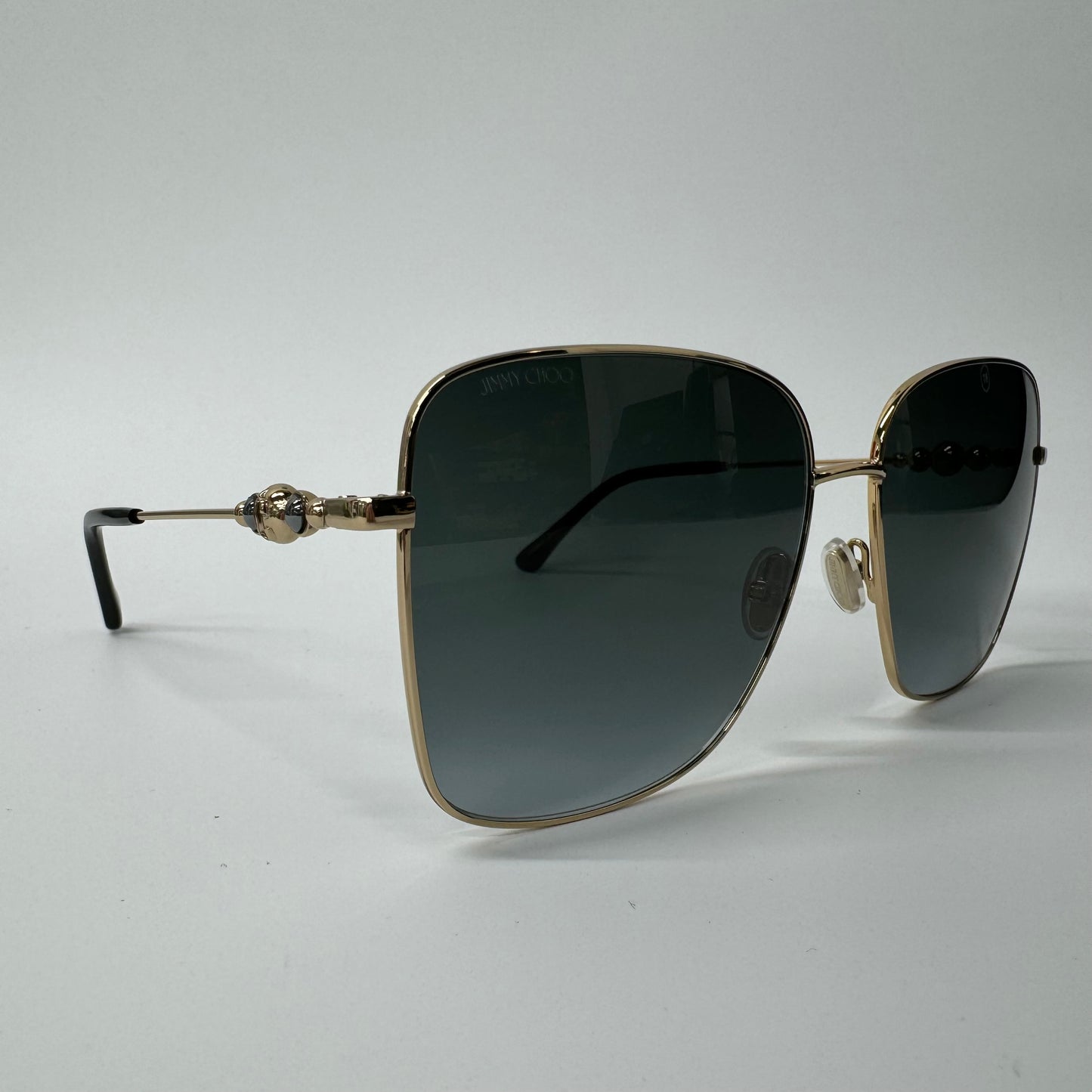 Women’s Jimmy Choo Hester Gold & Black Square Oversized Grey Tinted Sunglasses