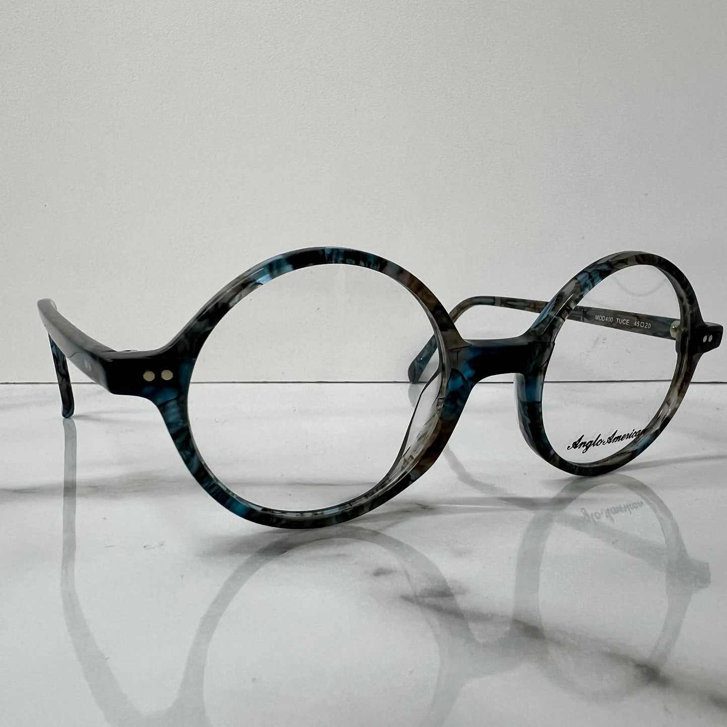 Anglo American 400 Glasses Frames Optical Blue Grey Clear England Eyeglasses