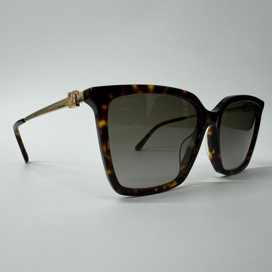 Womens Jimmy Choo Totta Dark Brown Tortoise Shell & Gold Square Glam Sunglasses