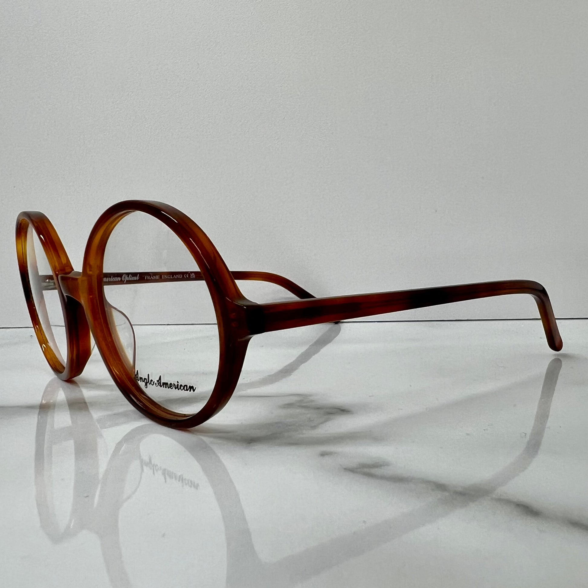 Anglo American 116 Optical Glasses Caramel Havana Round Vintage Eyeglasses Frame
