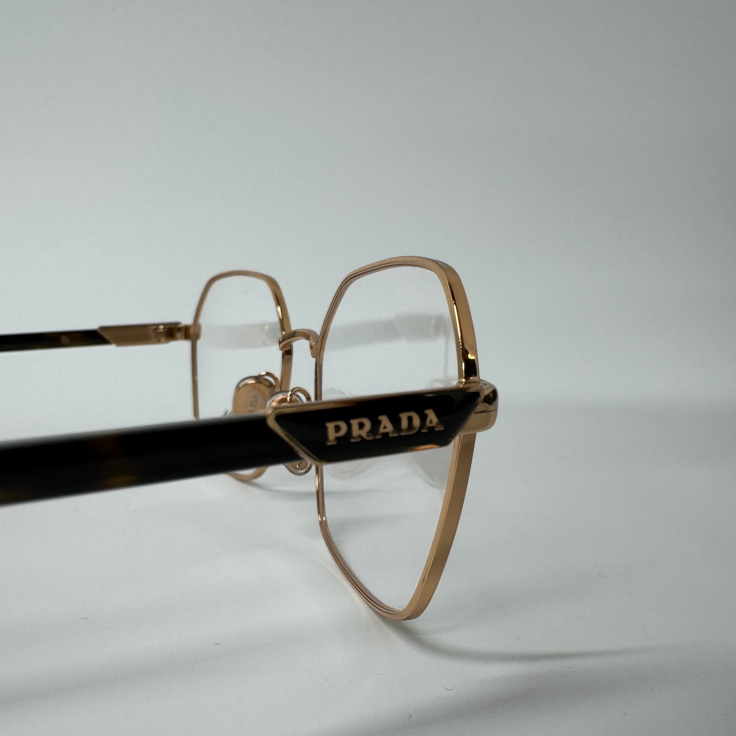 Womens PRADA Rose Gold Geometric Round Metal Glasses Frames PR 55YV SVF1O1