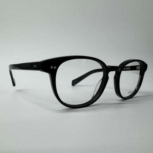 Mens Kaleos Blanco Shiny Black Classic Round Preppy Glasses Frames C001