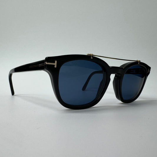 Tom Ford Black Round Glasses / Clip On Sunglasses TF5532 01V