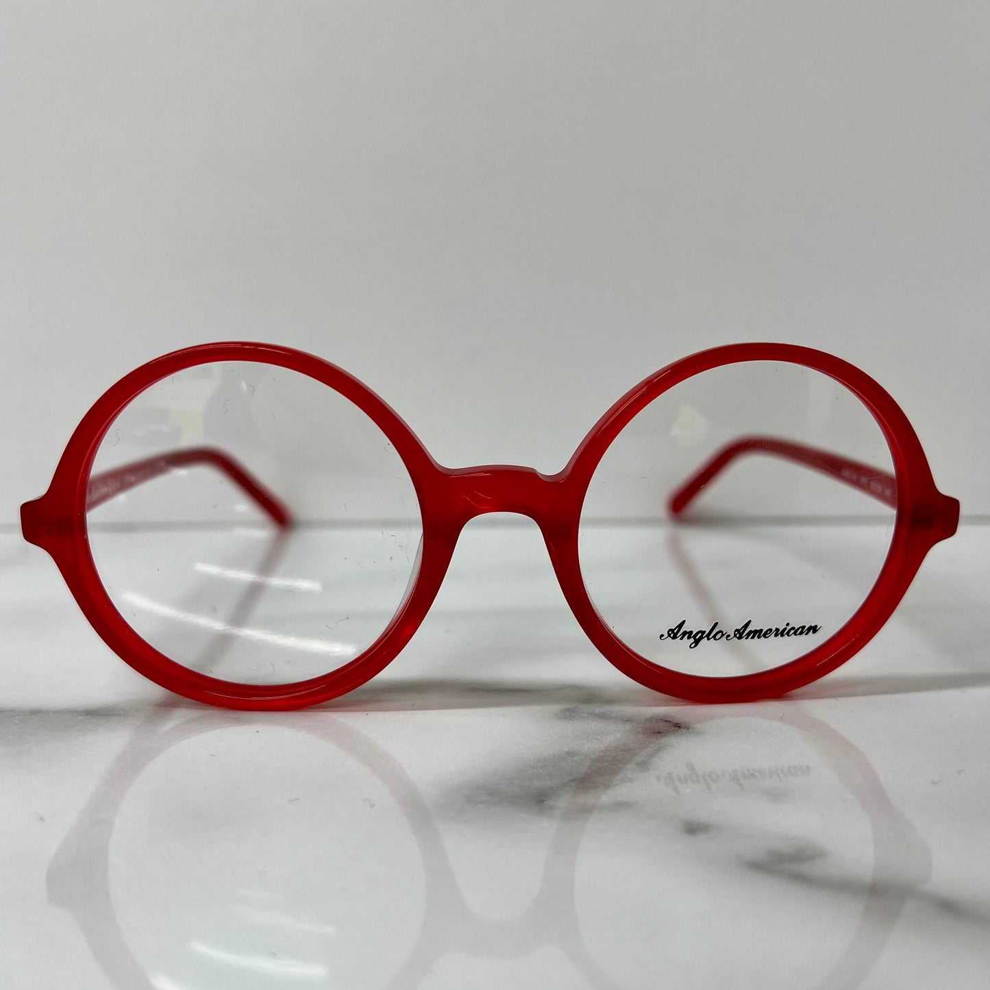 Anglo American 116 Optical Glasses Red Unisex Round Vintage Eyeglasses Frame