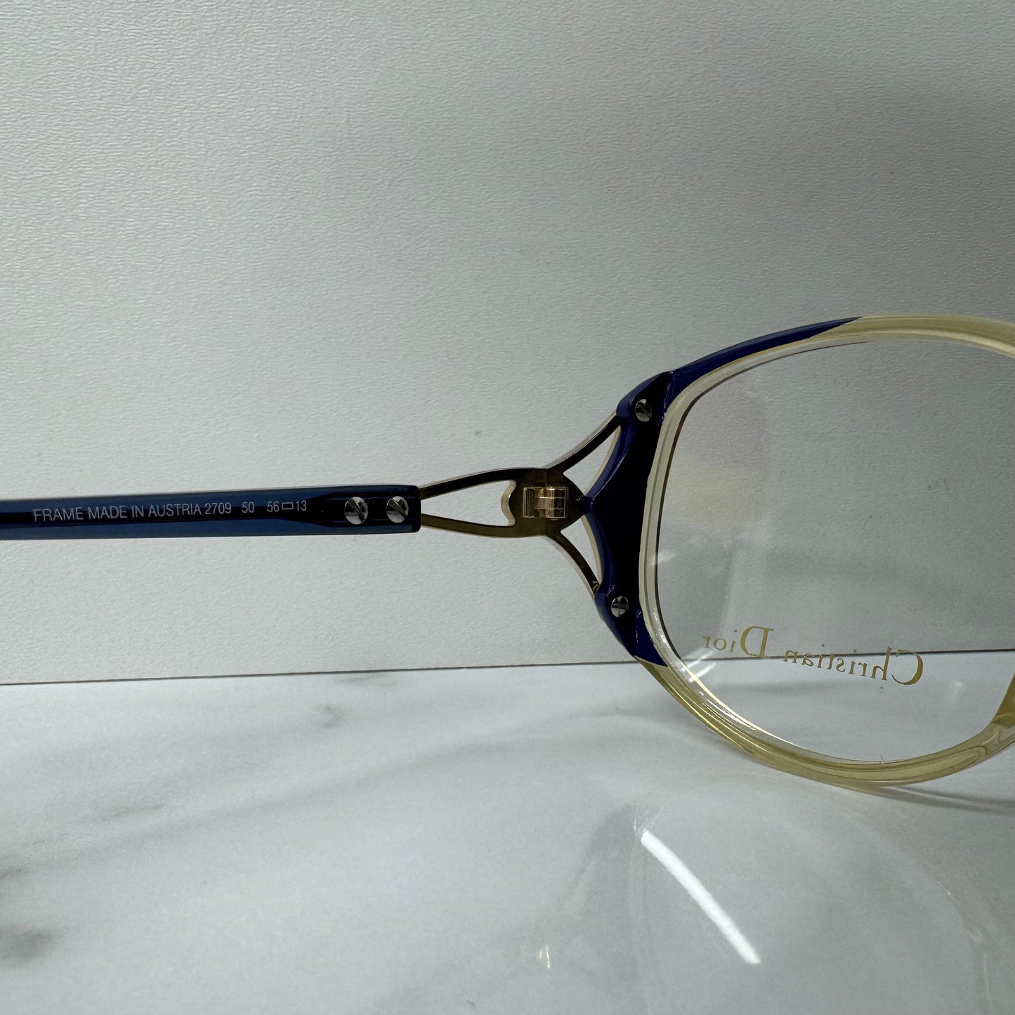 Vintage Christian Dior Glasses Frames - 2709 Clear & Blue Round Eyeglasses