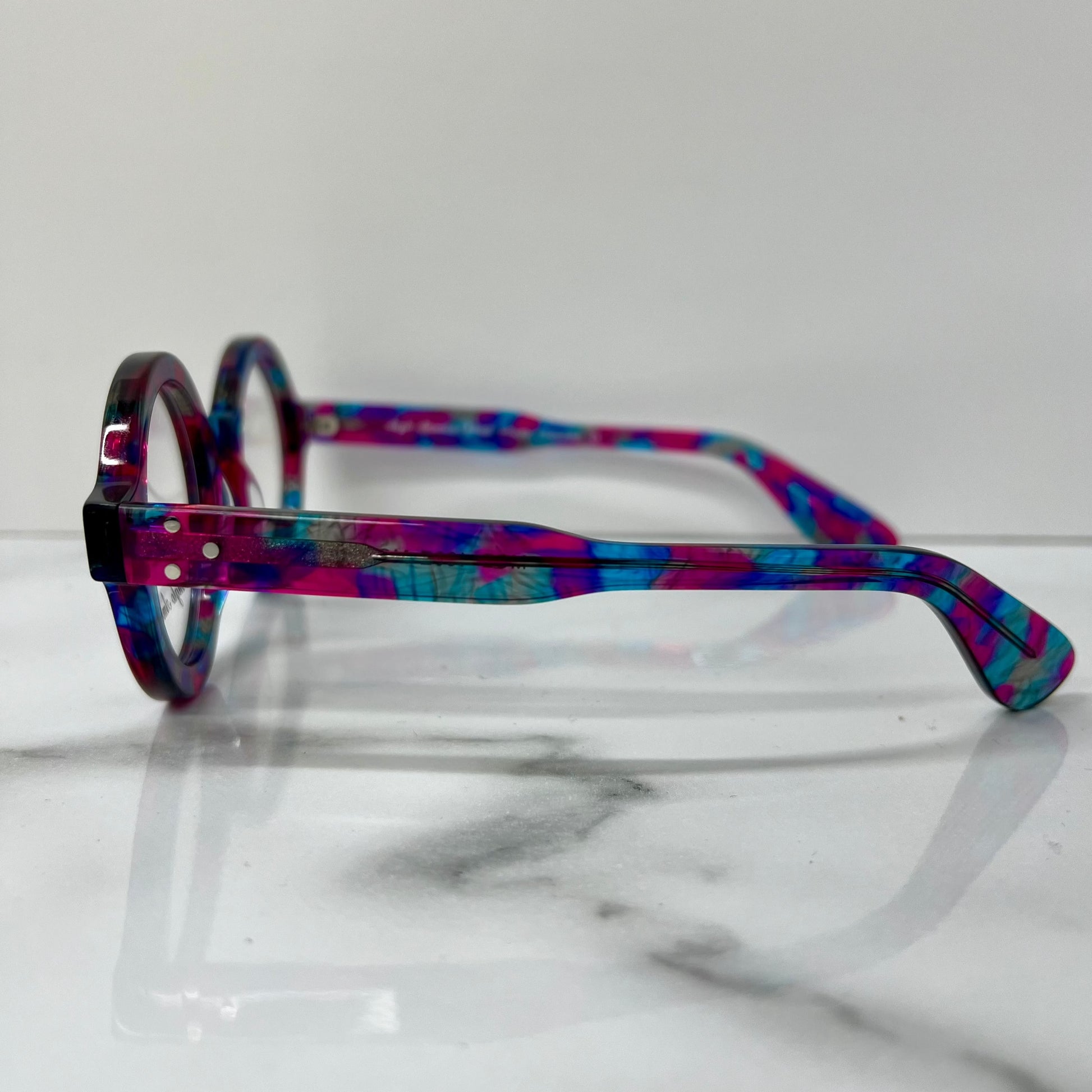 Anglo American Optical Glasses 180 MC20 Multicoloured Round Acetate Eyeglasses