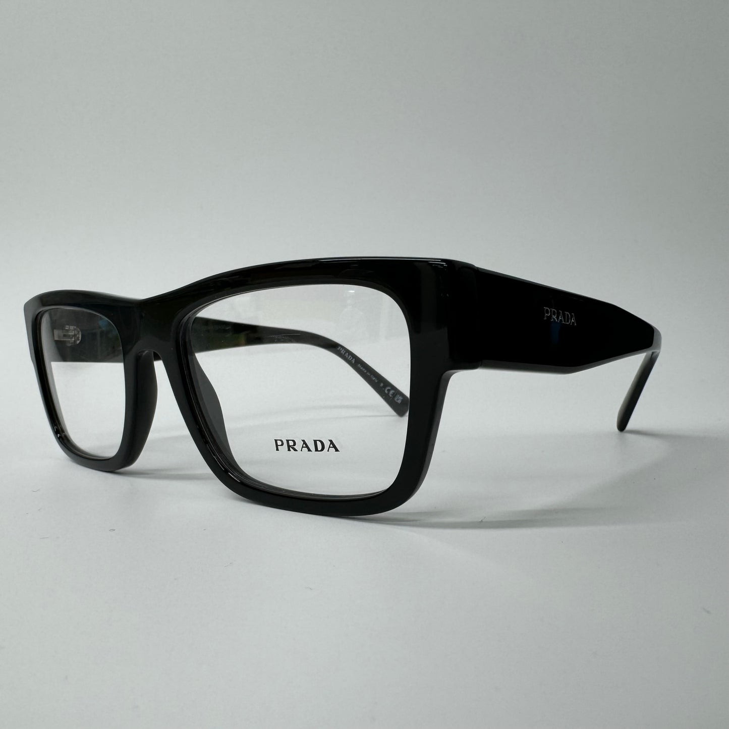 Mens Prada Glasses Frames PR 15YV 1AB1O1 Black Rectangle Full Rim Eyeglasses