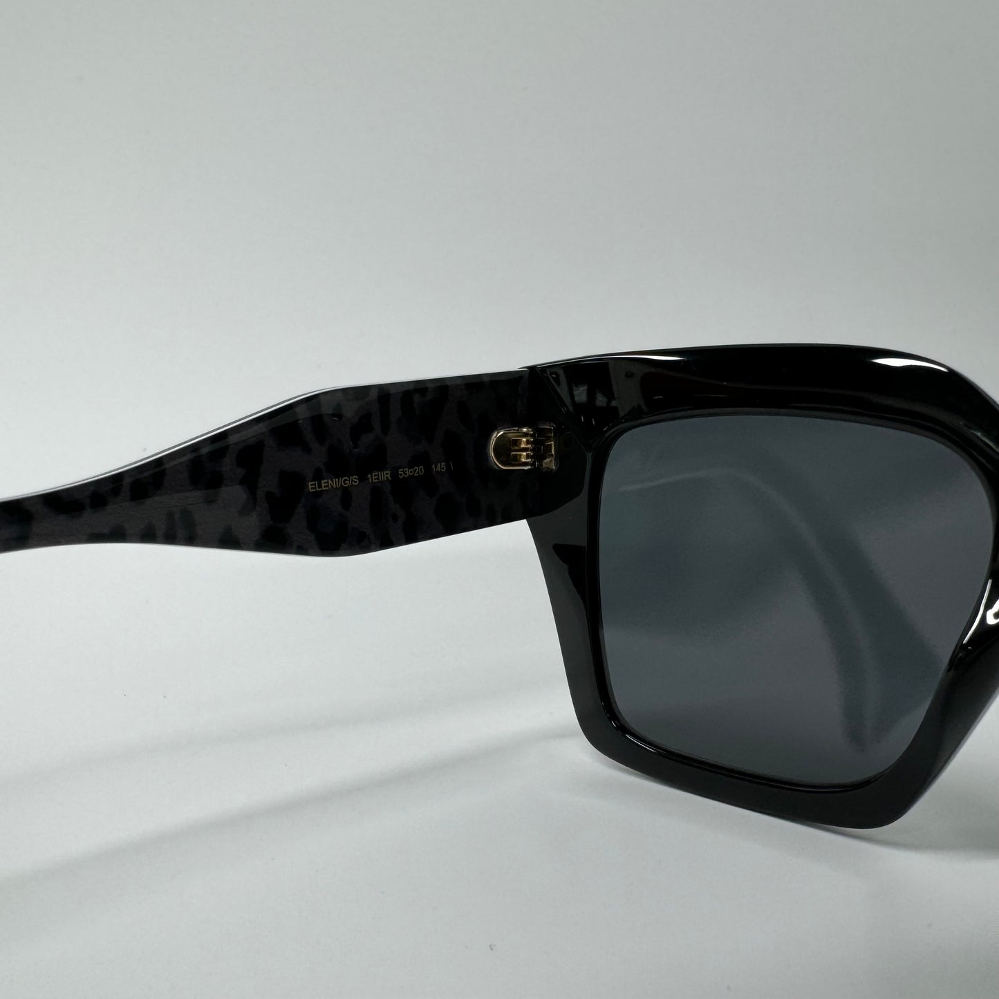 Womens Jimmy Choo Eleni Black & Leopard Print Gold Oversized Square Sunglasses