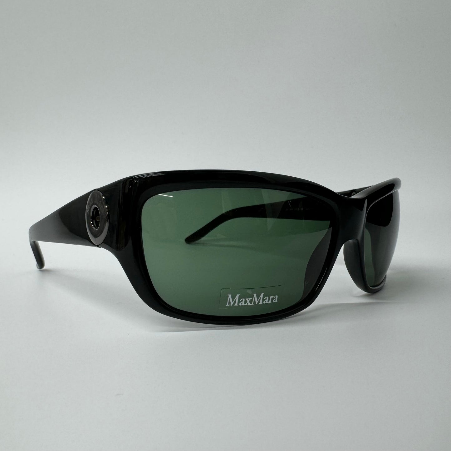 Womens Max Mara Black & Green Tinted Classic Wrap Sunglasses MM 768/S 807