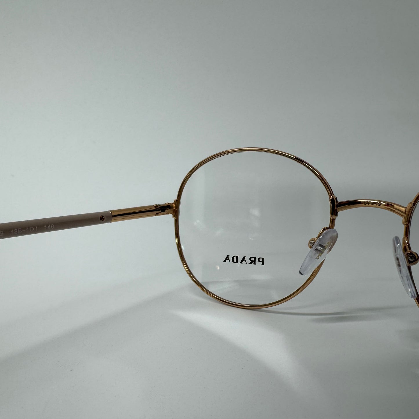 Womens Prada Rose Gold & Nude Round Preppy Metal Glasses Frames PR 55WV 18B1O1