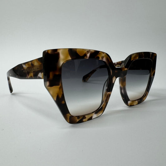 Womens Ana Hickmann Brown Tortoise Shell Square Cat Eye Oversized Sunglasses AH9365 G21