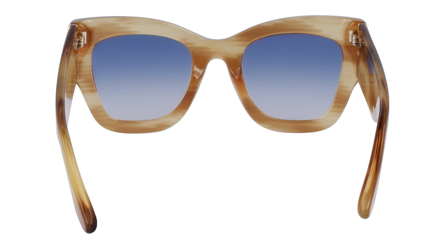 Victoria Beckham Sunglasses Honey Brown Horn Blue Gradient VB652S 773