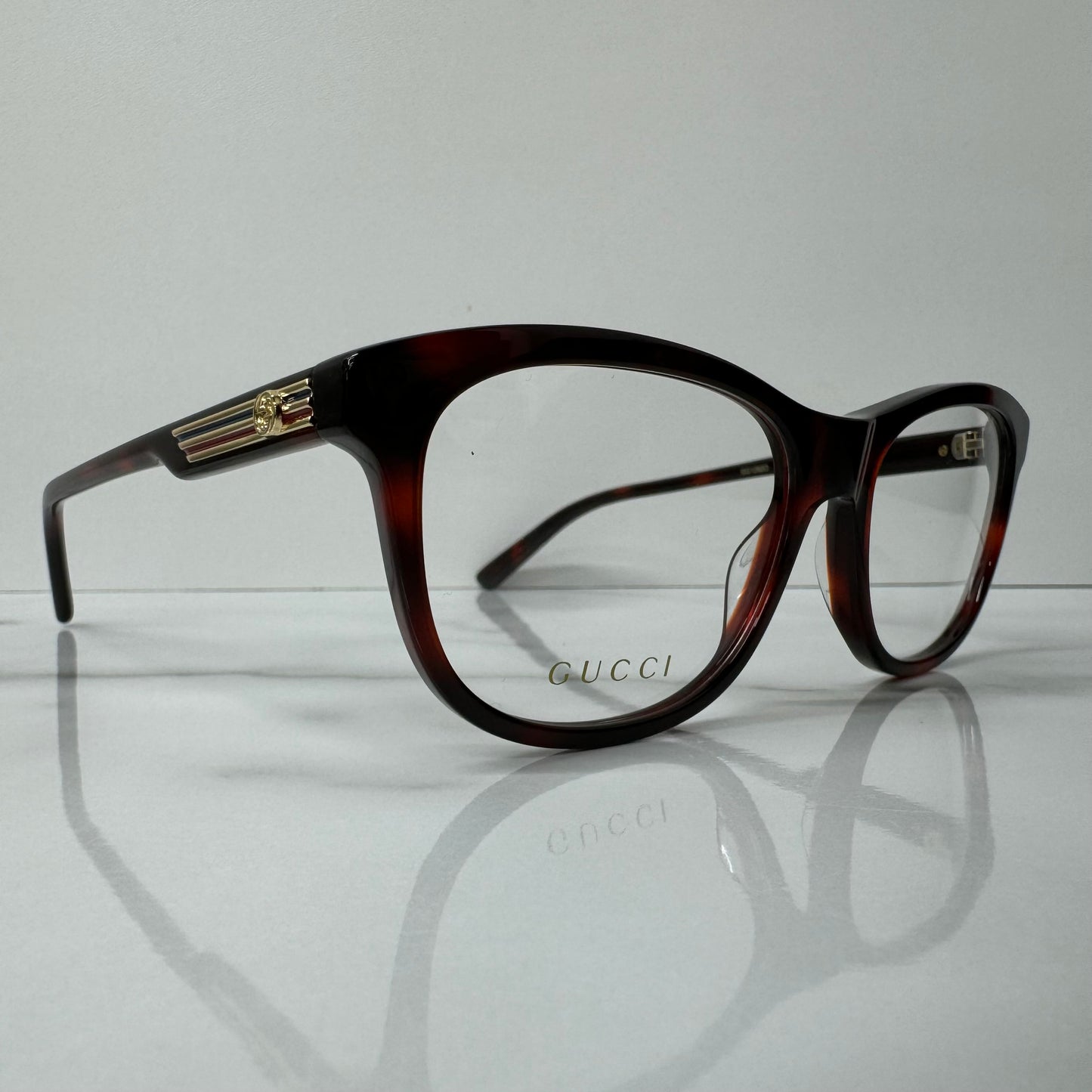Mens GUCCI Red Havana Round Glasses Frames GG1292O 002 Full Rim Eyeglasses