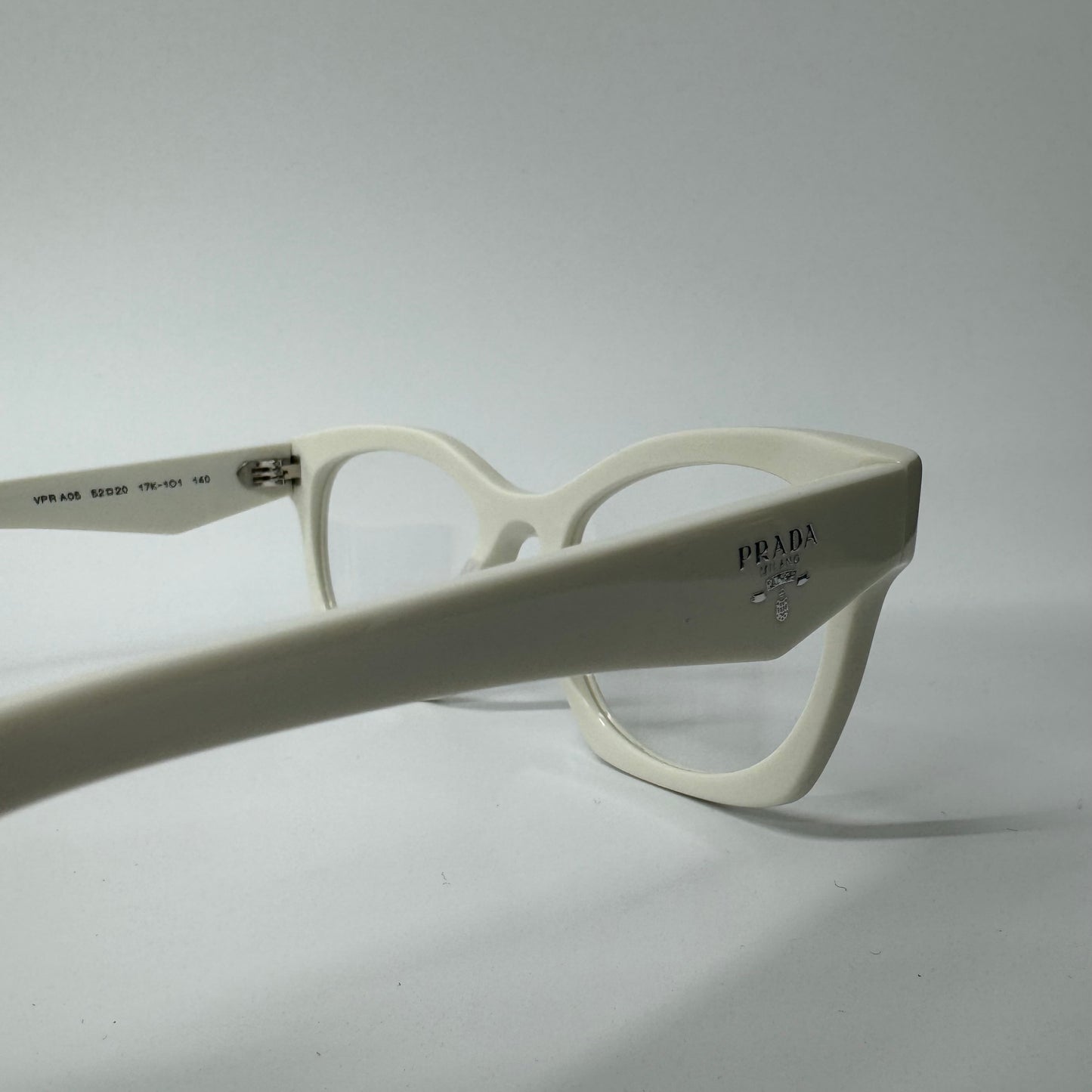 Womens Prada White Cat Eye Acetate Glasses Frames PR A05V 17K1O1 Eyeglasses