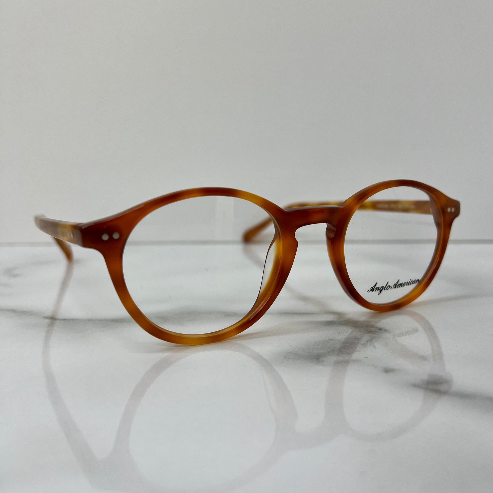 Anglo American 406 Optical Glasses Caramel England Designer Eyeglasses Classic