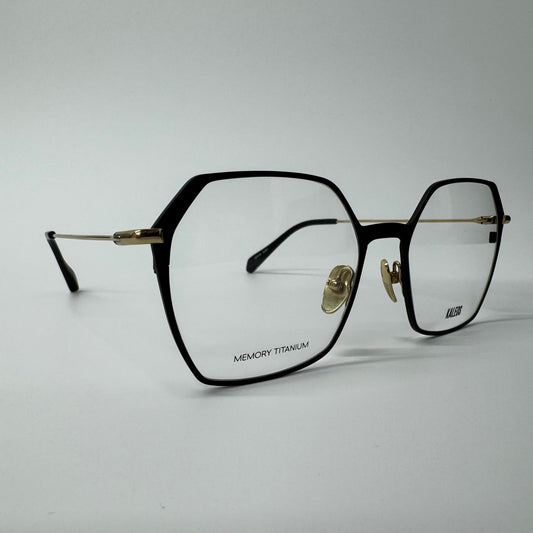 Womens Kaleos Blixen Black & Gold Memory Titanium Geometric Glasses Frames C001