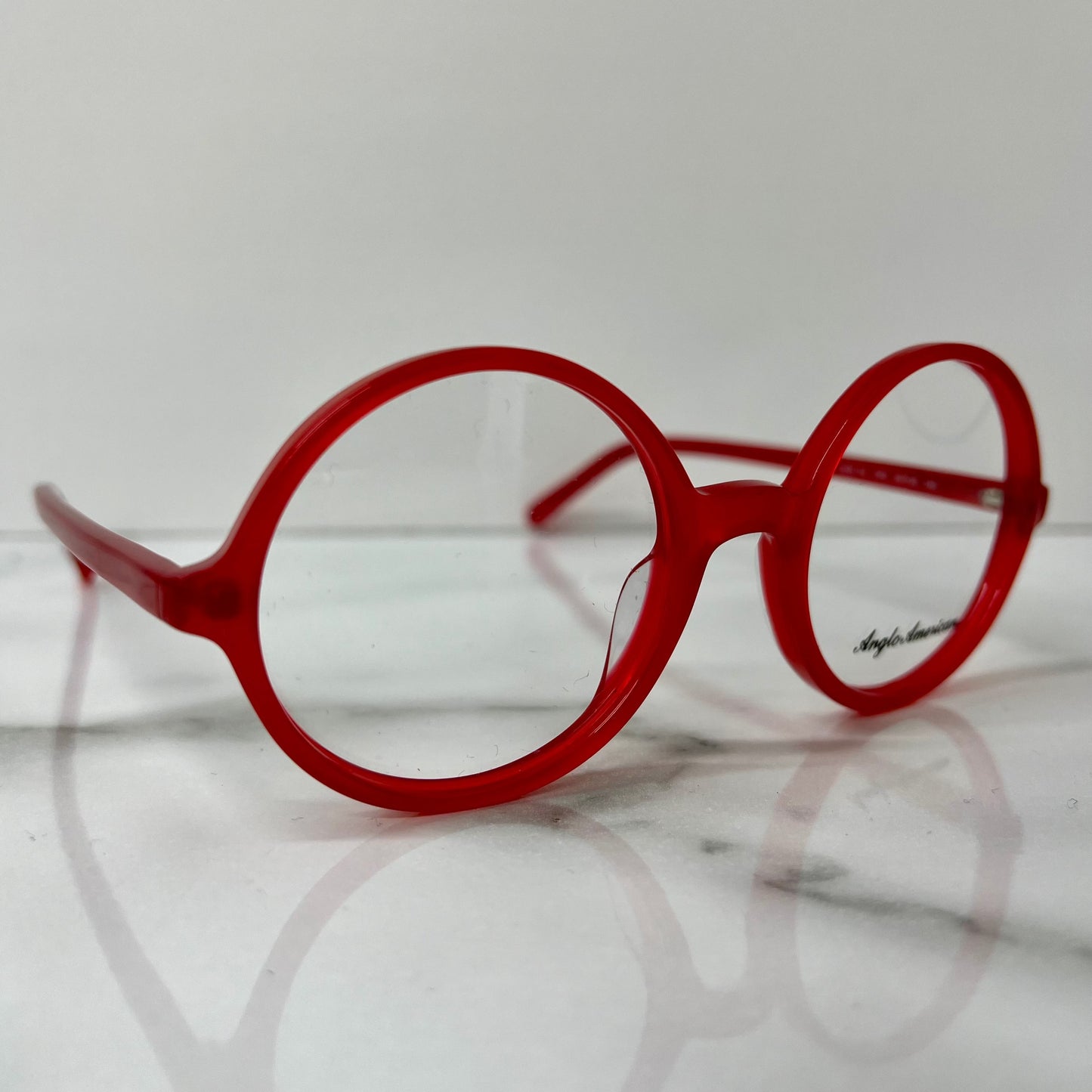 Anglo American 116 Optical Glasses Red Unisex Round Vintage Eyeglasses Frame