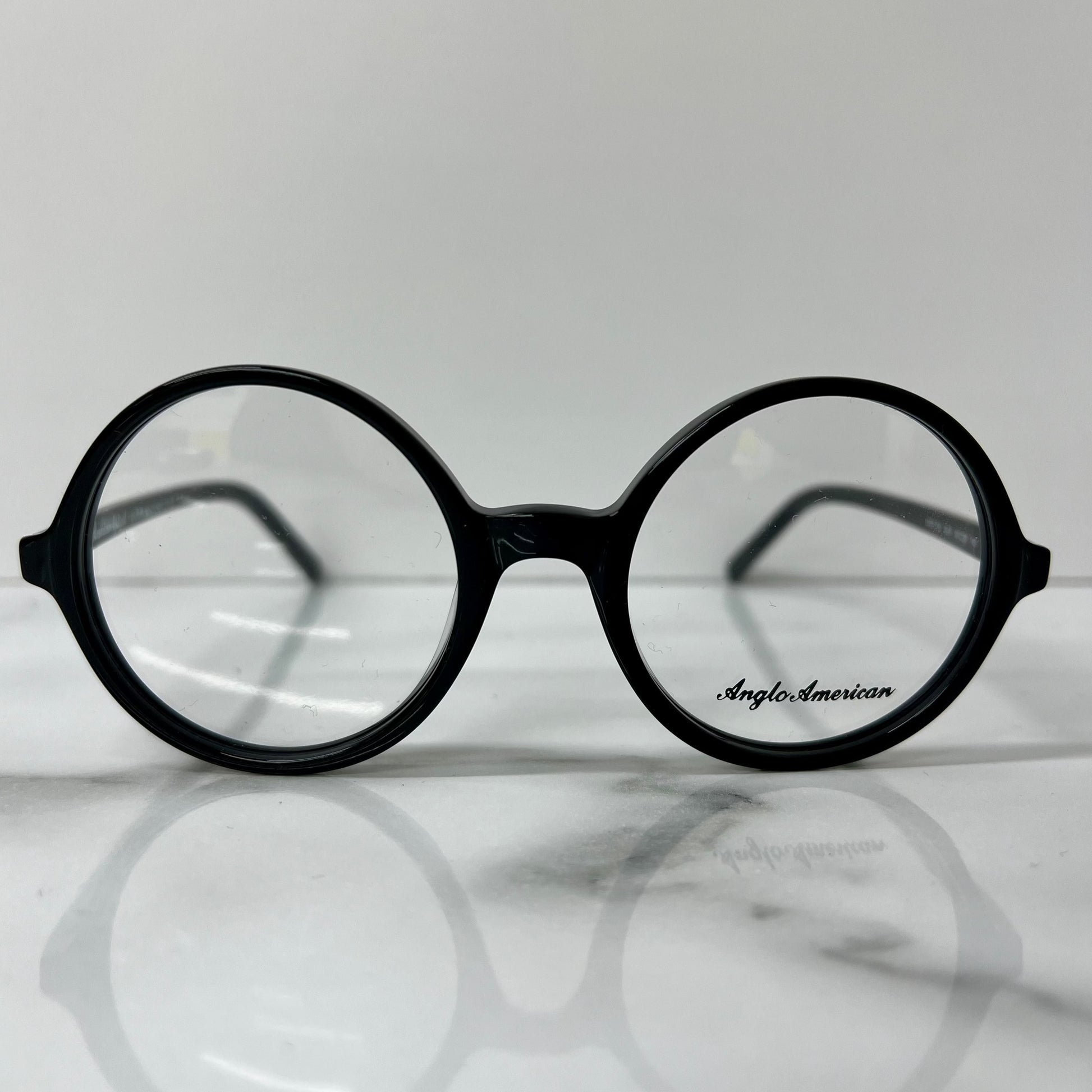 Anglo American 116 Optical Glasses Black Unisex Round Vintage Eyeglasses Frame