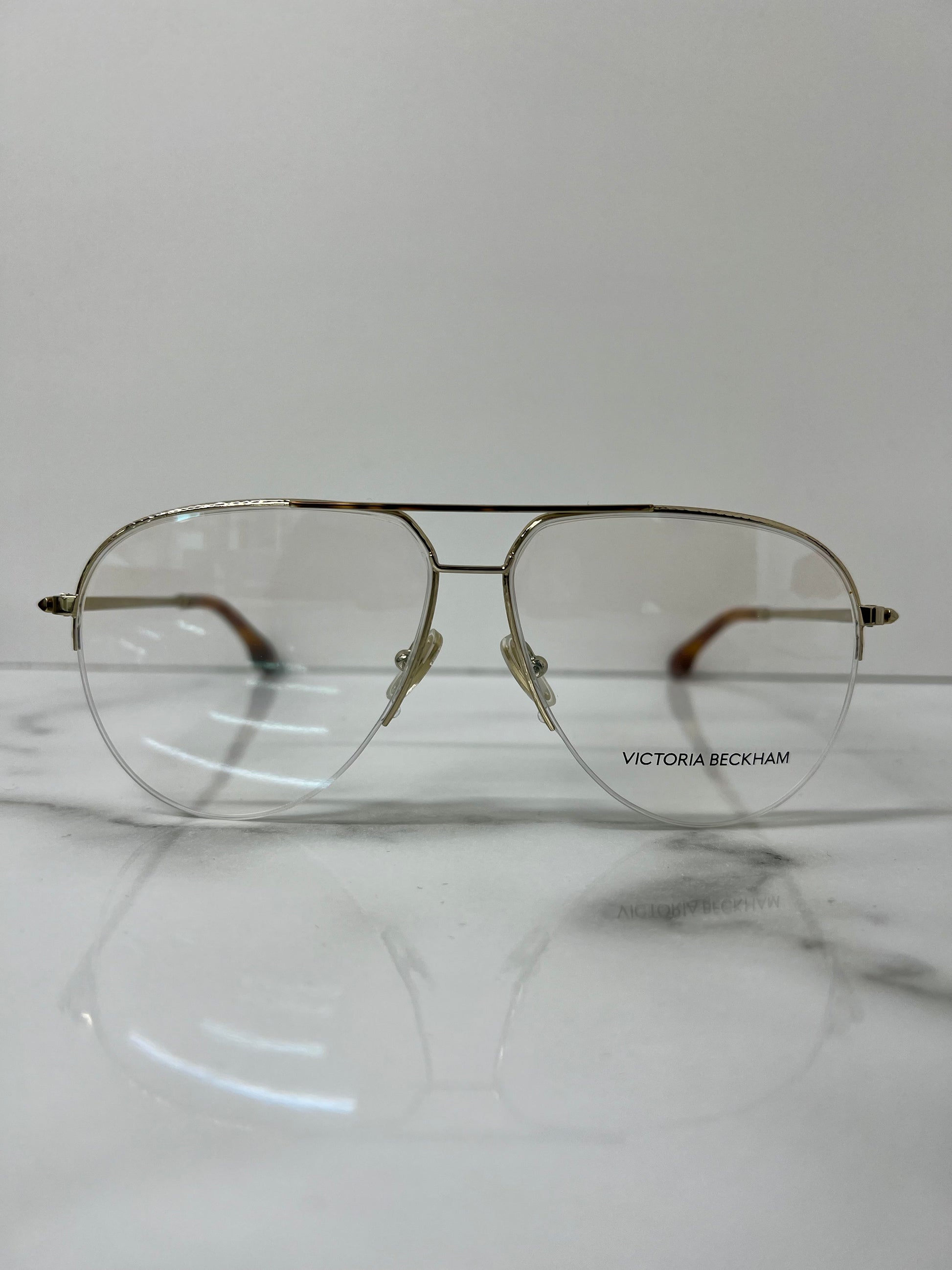 Victoria Beckham Glasses Frames Semi Rimless Pilot Vintage Eyeglasses VB2114