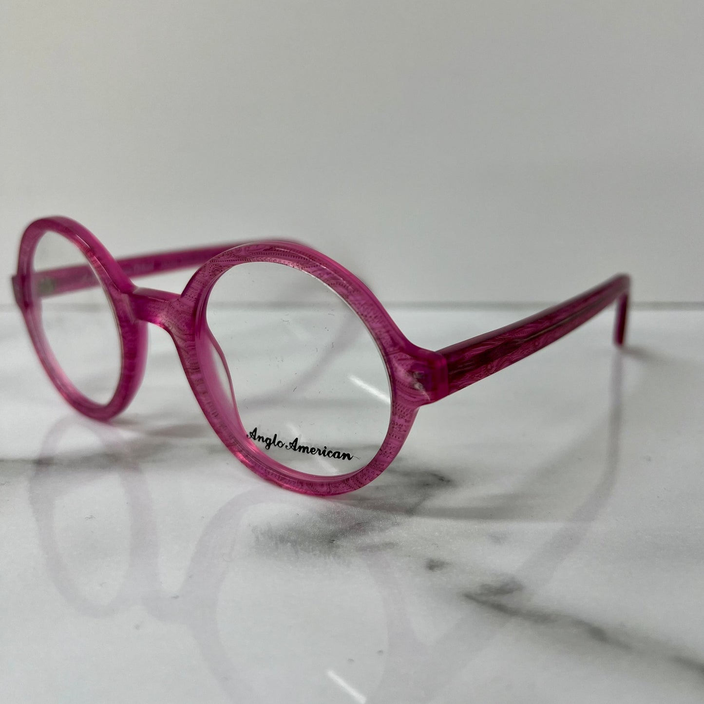 Anglo American 221 Optical Glasses Pink Paisley England Designer Eyeglasses