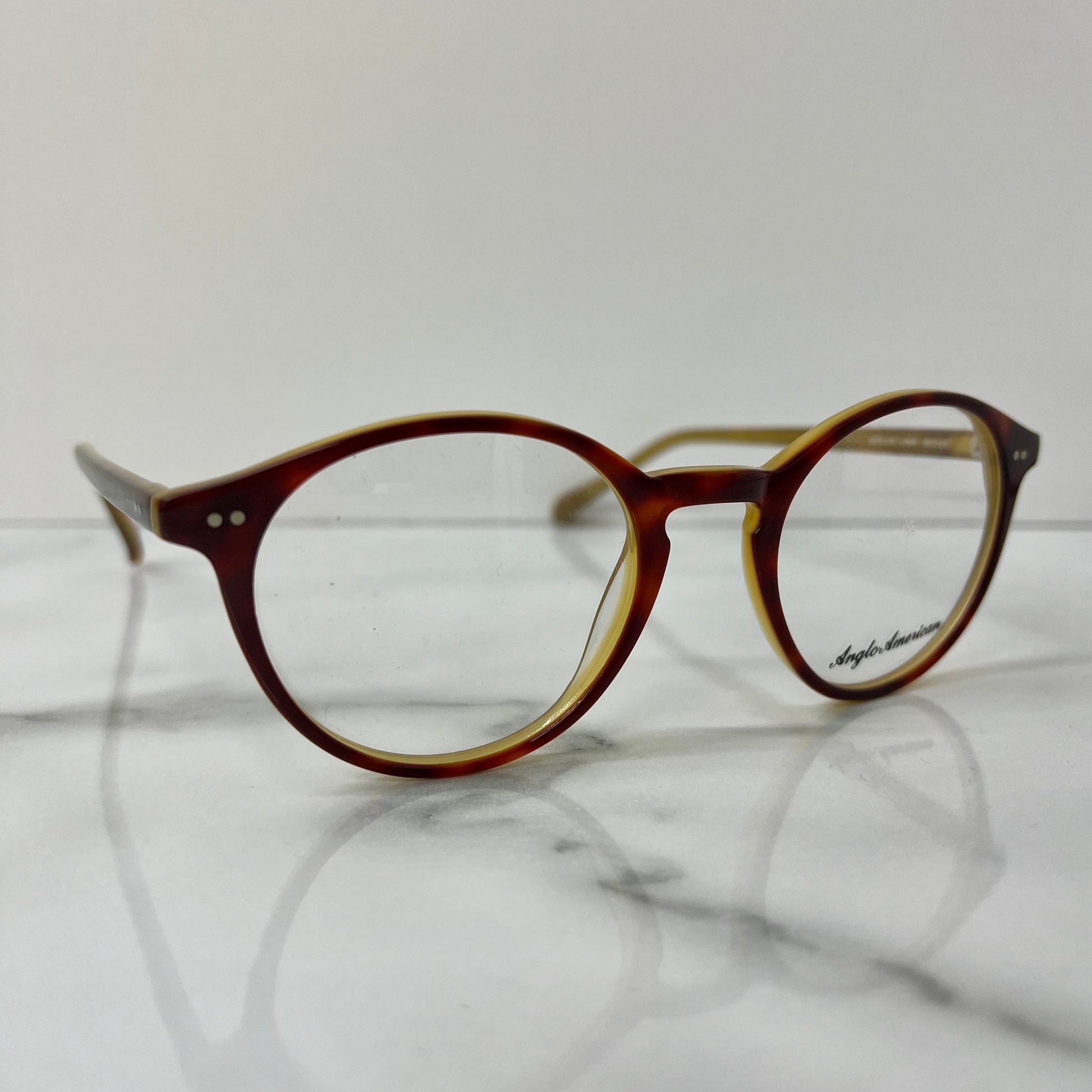 Anglo American 406 Glasses Frames Brown Gold 50mm England Designer Eyeglasses
