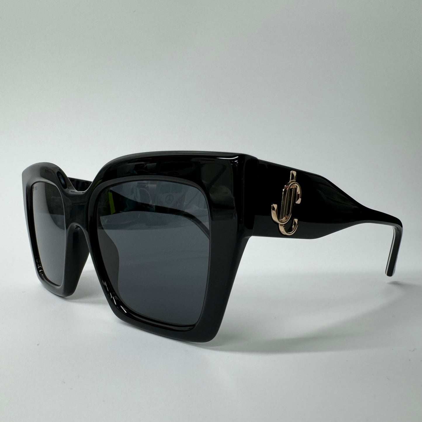 Womens Jimmy Choo Eleni Black & Leopard Print Gold Oversized Square Sunglasses