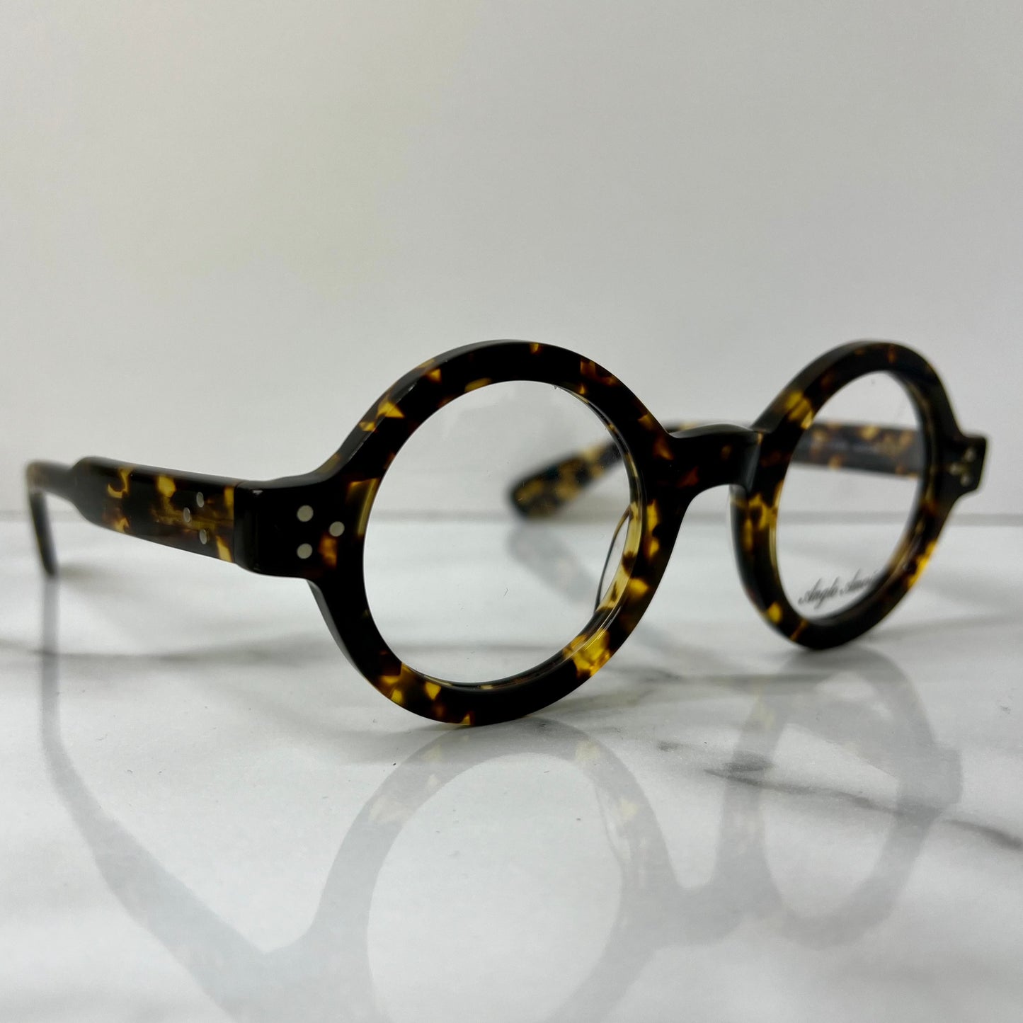 Anglo American Eyeglasses 180E TOSH Tortoise Shell Round Acetate Glasses Frames.