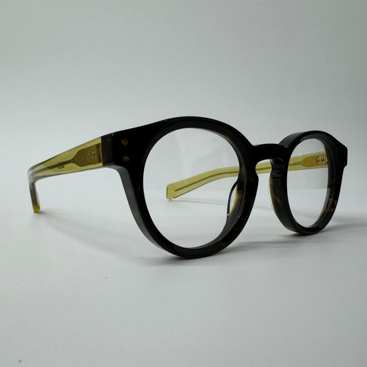 Kaleos Figowitz Brown Tortoise Shell & Clear Yellow Round Glasses Frames C004