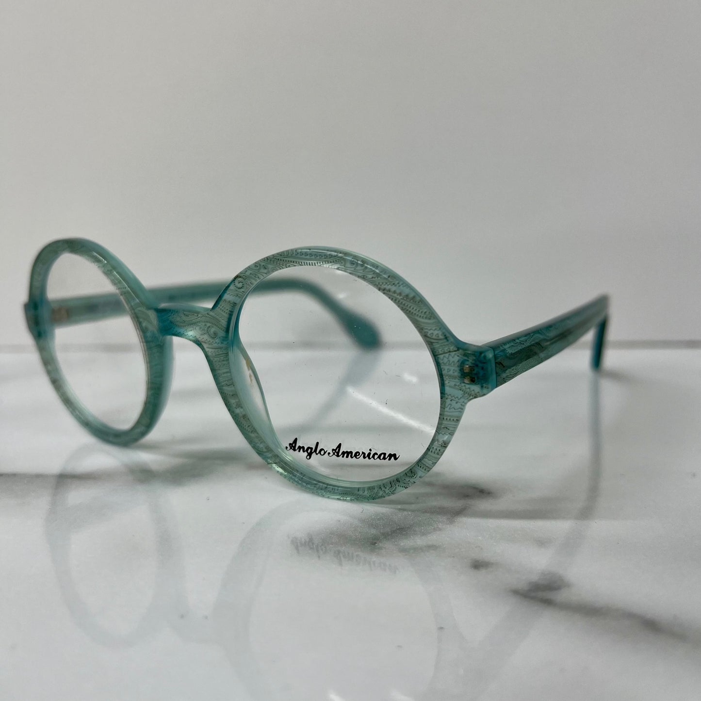 Anglo American 221 Optical Glasses Mens Blue Paisley England Designer Eyeglasses