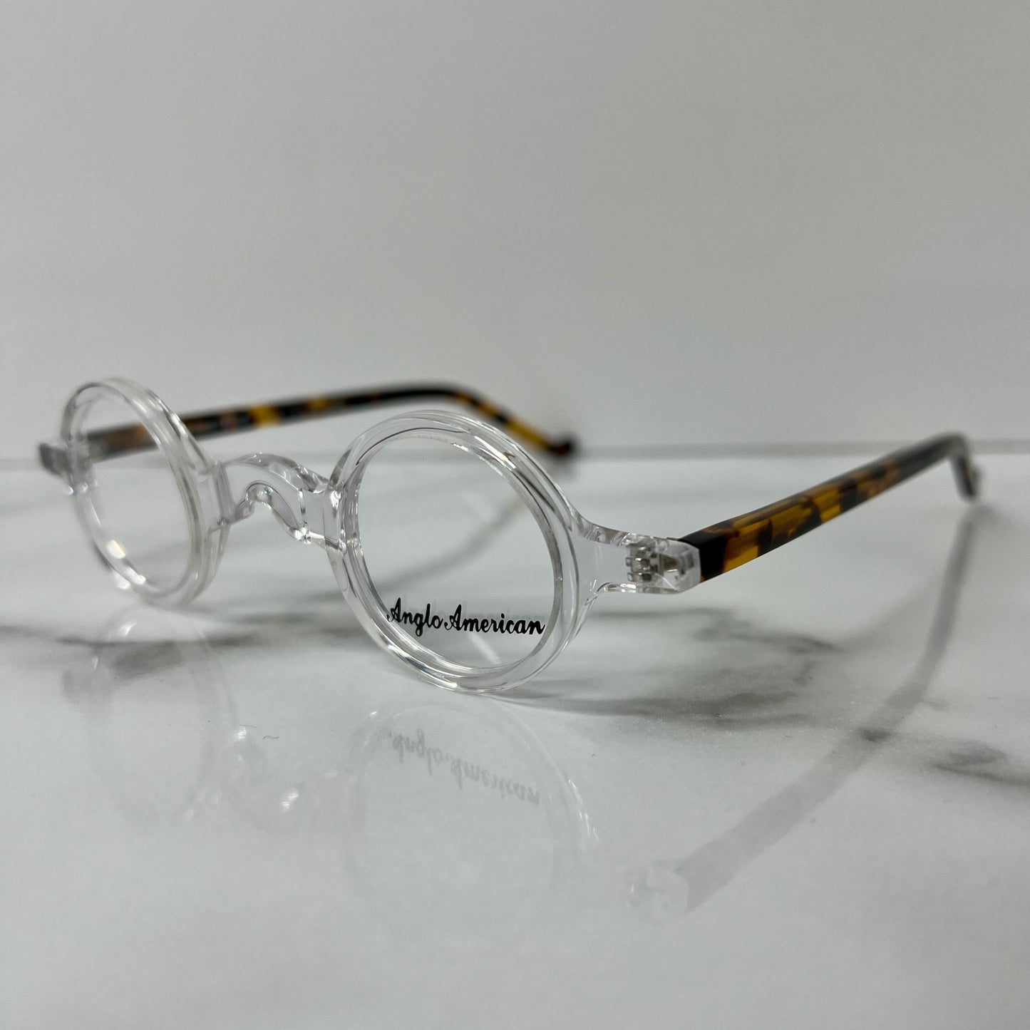 Anglo American Groucho Glasses Frames Clear Round London Eyewear.