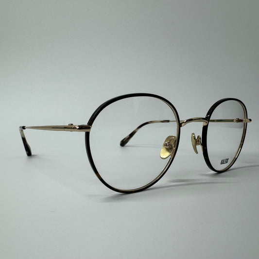 Mens Kaleos Yi Dark Brown Tortoise Shell & Gold Metal Round Glasses Frames C004