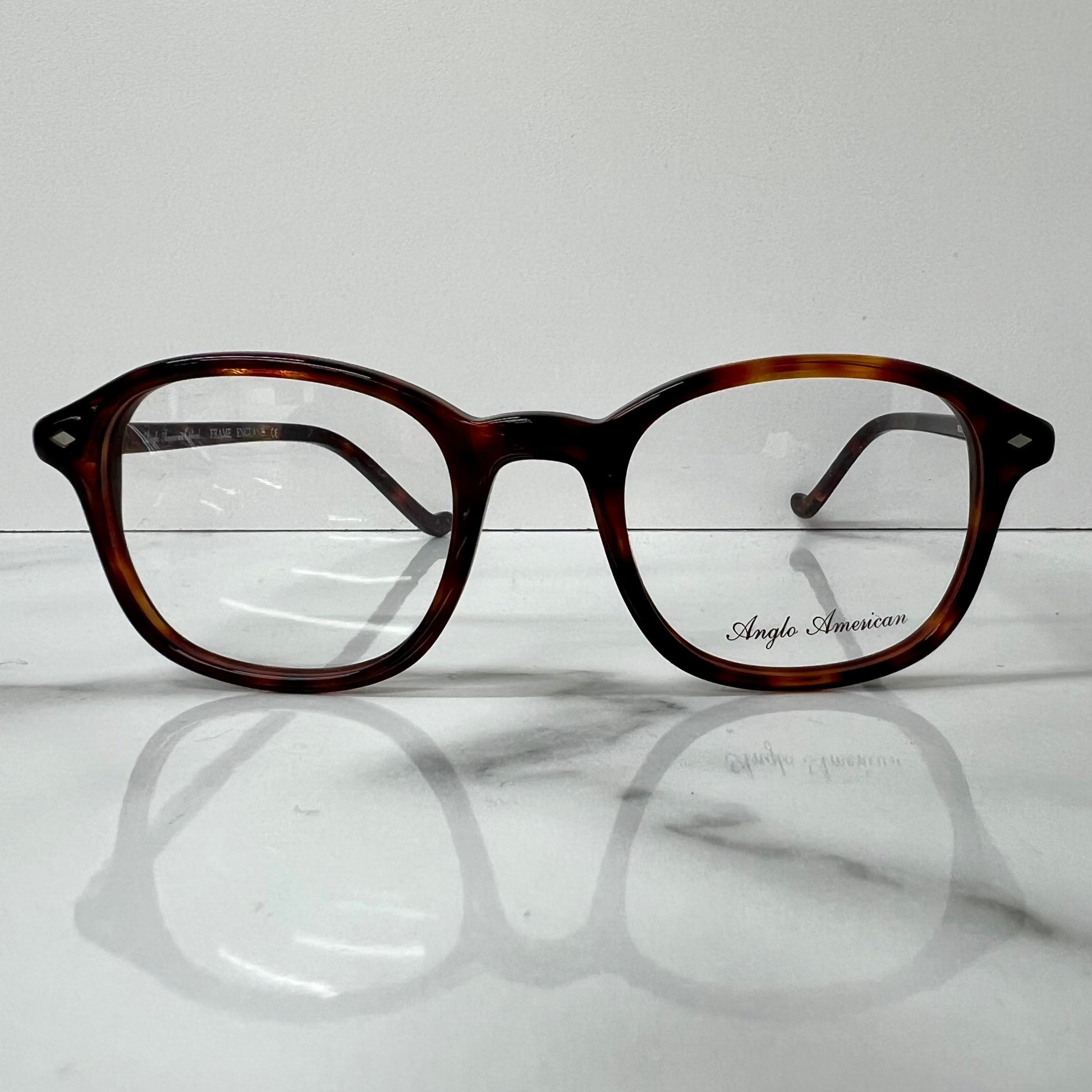 Anglo American 376 DA Optical Glasses Dark Havana Round Vintage Eyeglasses Frame
