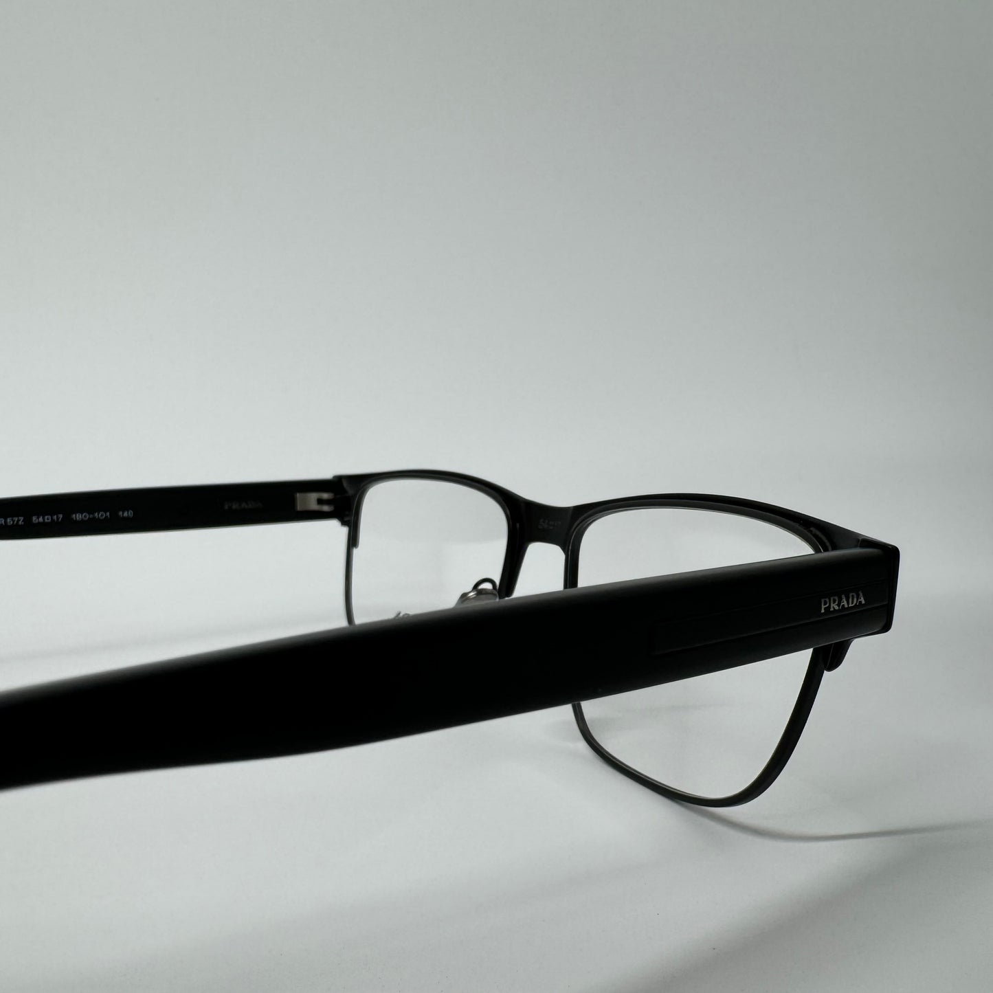 Mens PRADA Matte Black Full Rim Rectangle Classic Glasses Frames PR 57ZV 1BO1O1