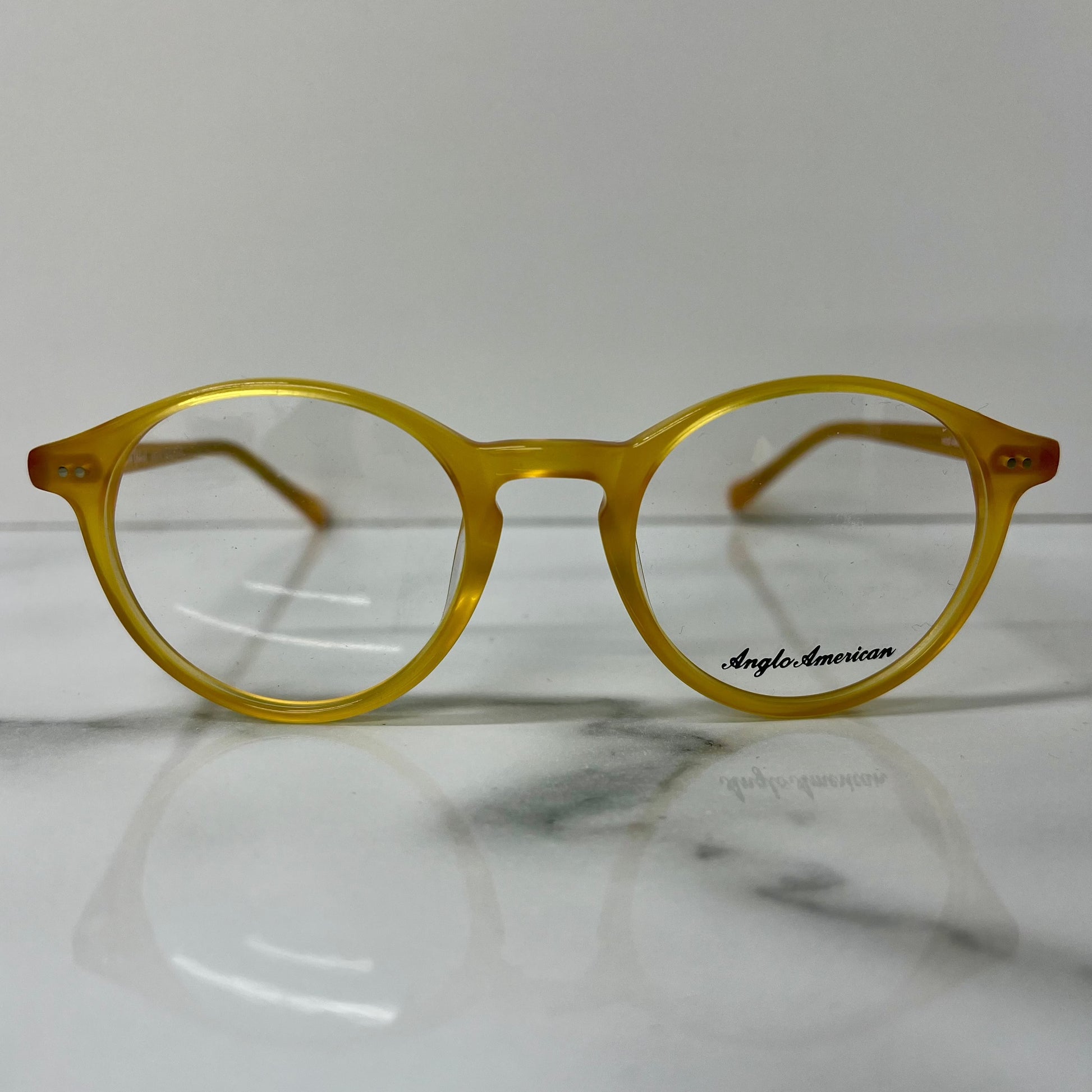 Anglo American 406 Optical Glasses Yellow England Designer Eyeglasses Classic