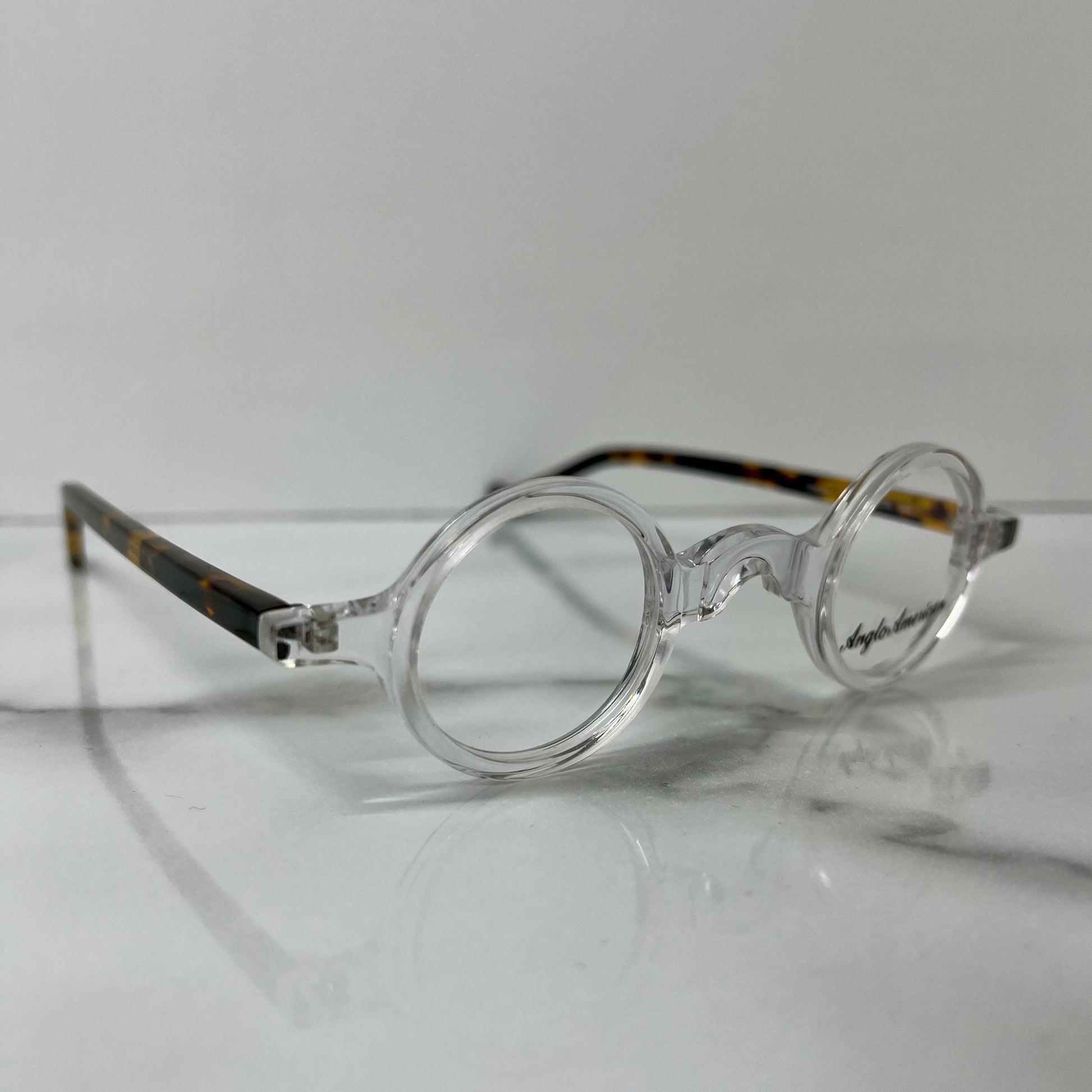 Anglo American Groucho Glasses Frames Clear Round London Eyewear.
