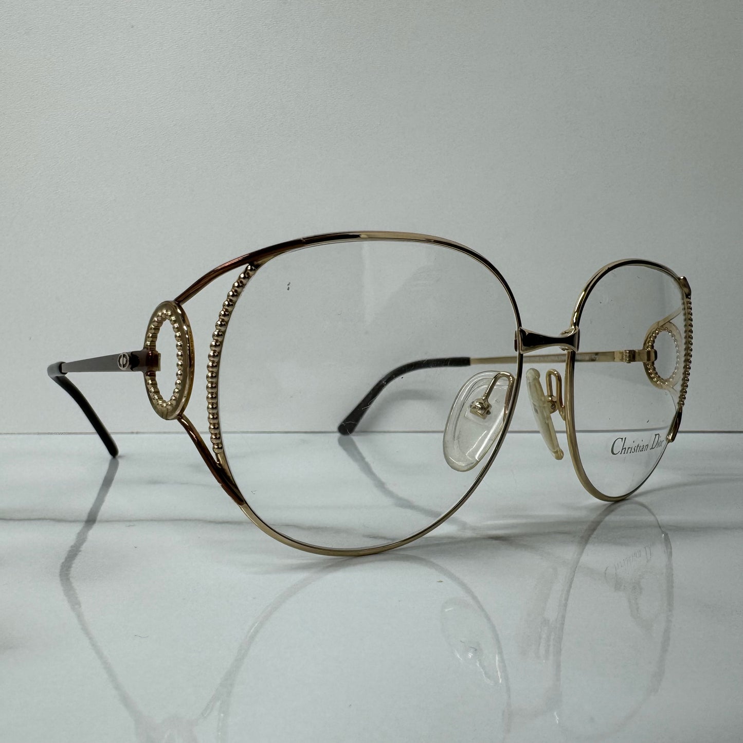 Vintage Christian Dior Glasses Frames - 2788 Gold & Brown Round Eyeglasses