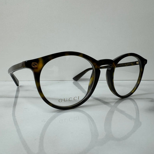Mens Gucci Brown Round Glasses Frames GG0121O 002 RX Tortoise Optical Eyeglasses