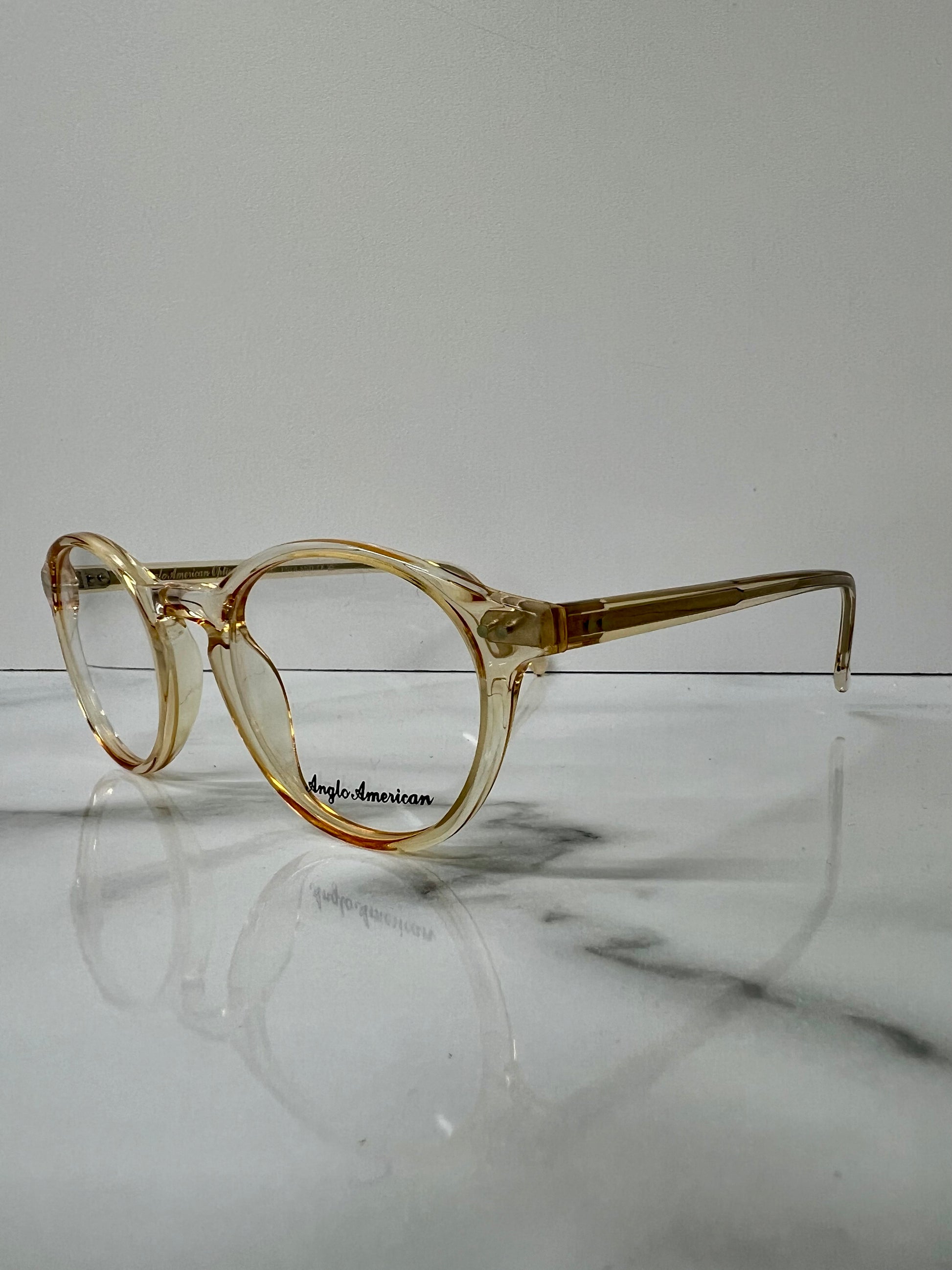 Anglo American 406 Optical Glasses Clear Champagne England Designer Eyeglasses