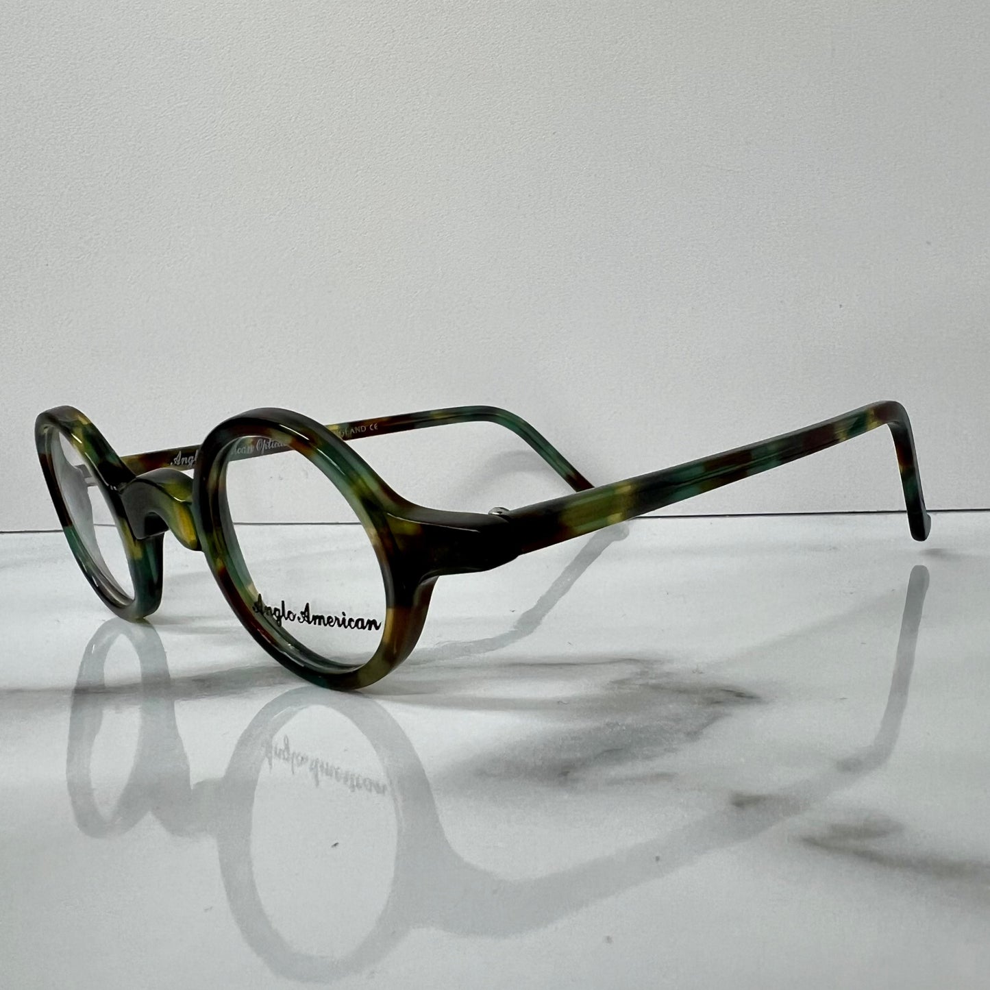 Anglo American Groucho Optical Glasses Green Camouflage 33mm Designer Eyeglasses