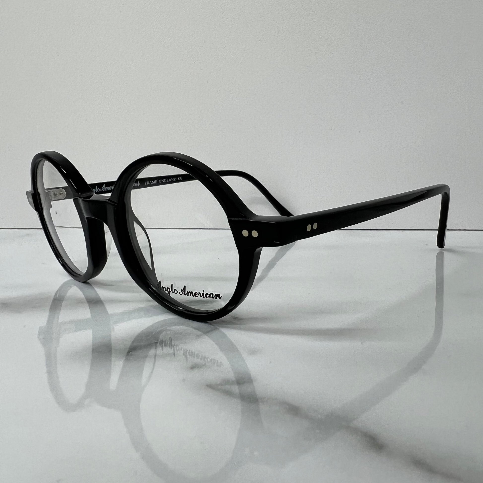 Anglo American 400 Optical Glasses Frames Black 42mm England Classic Eyeglasses