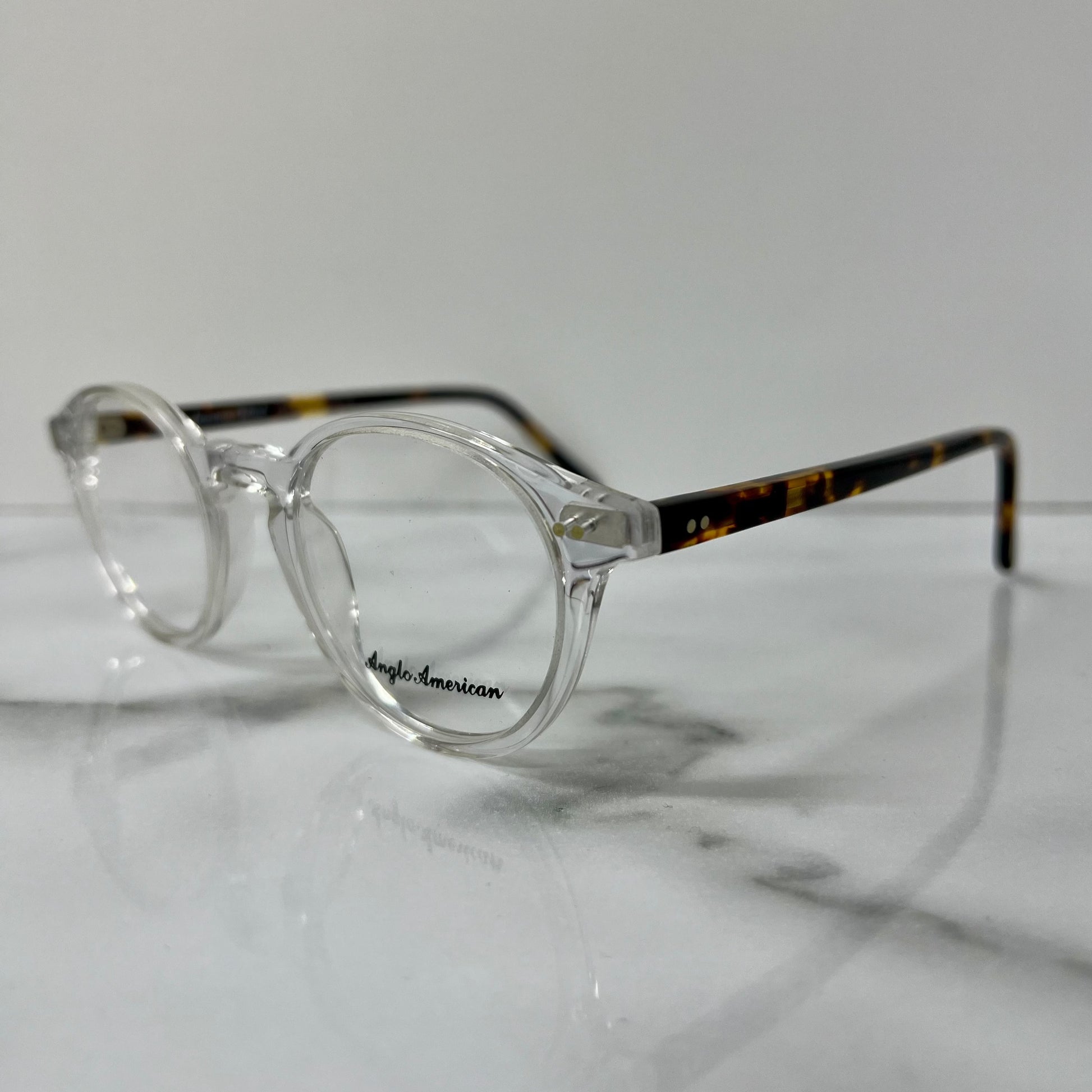 Anglo American 406 Optical Glasses Clear Tortoise Shell England Eyeglasses