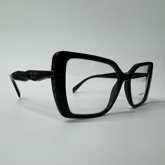 Womens Prada Black & Yellow Marble Square Cat Eye Glasses Frames PR 03ZV 19D1O1