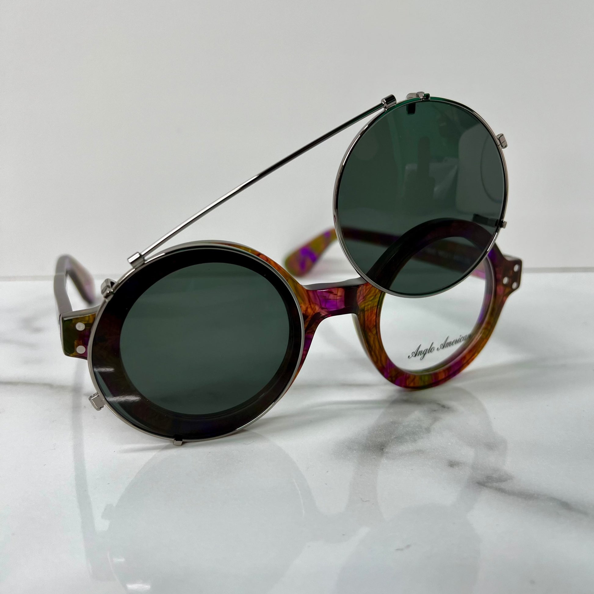 Anglo American Clip on Sunglasses 180E MC21 Men's Designer Optical Eyewear