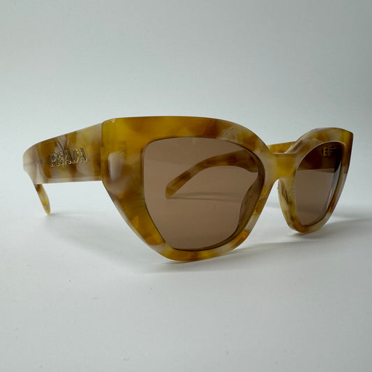 Womens Prada Caramel Brown Tortoise Shell Cat Eye Sunglasses PR A09S 19N20D